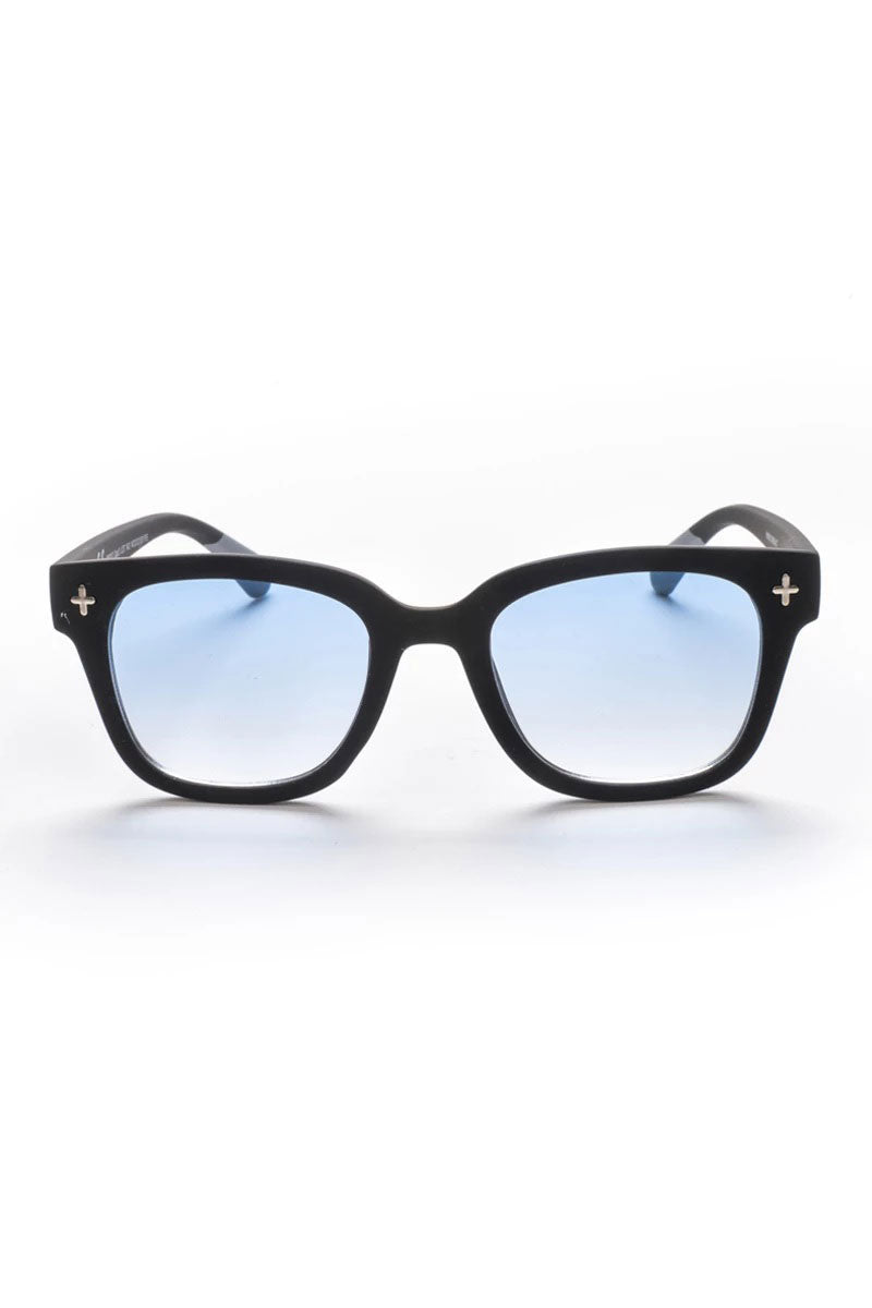 Okkia Giovanni Sunglasses - Black and Grey (blue lenses)