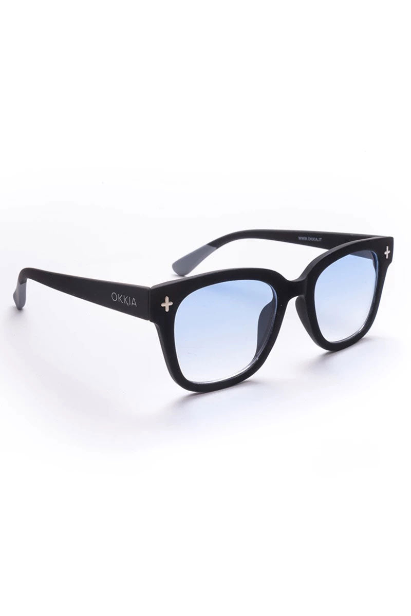 Okkia Giovanni Sunglasses - Black and Grey (blue lenses)