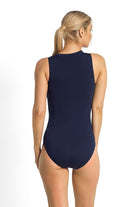 Poolproof Dynasty Sleeveless Mastectomy Surfsuit - Navy_4