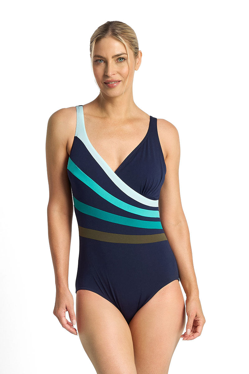Poolproof Rozella Fan Splice Tank One Piece - Sky