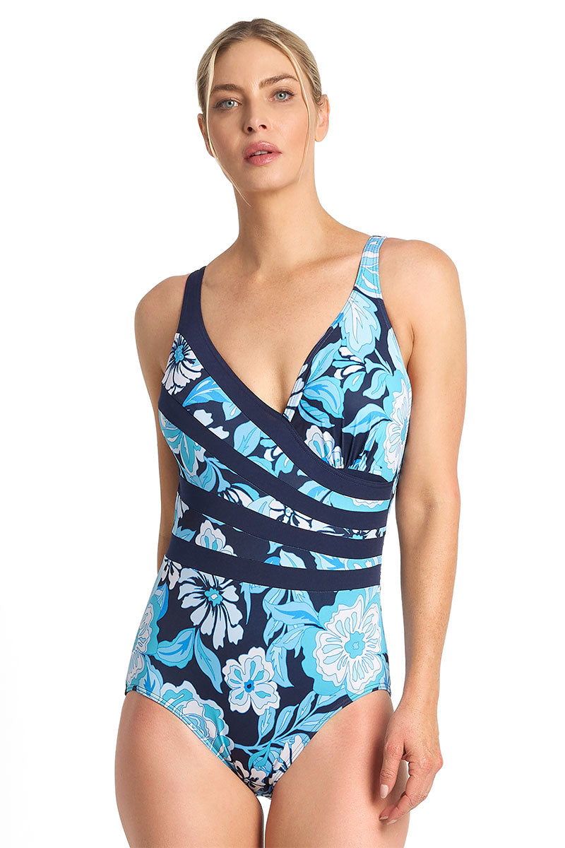 Poolproof Wisteria Fan Splice Tank One Piece - Navy_1