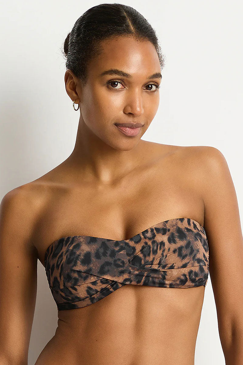 Sea Level Savanna Twist Bandeau Bikini Top - Chocolate_1