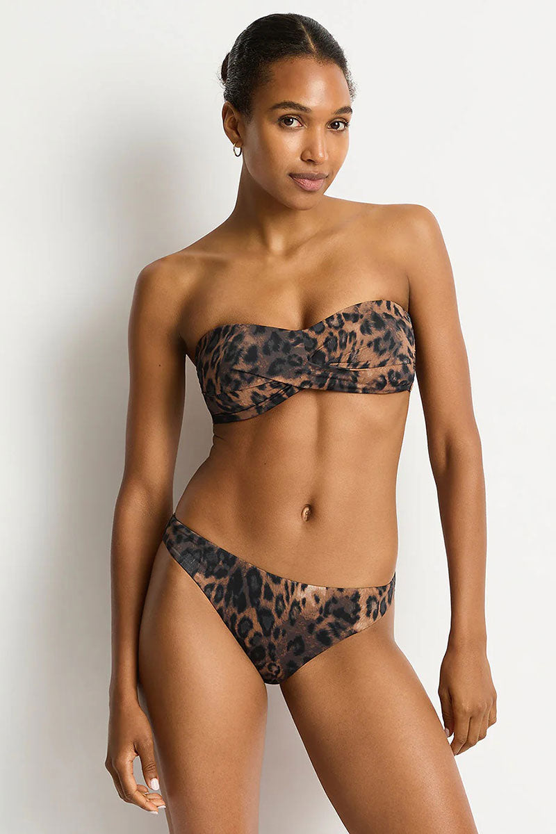 Sea Level Savanna Twist Bandeau Bikini Top - Chocolate_2