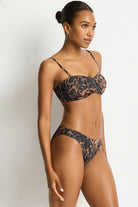 Sea Level Savanna Twist Bandeau Bikini Top - Chocolate_3