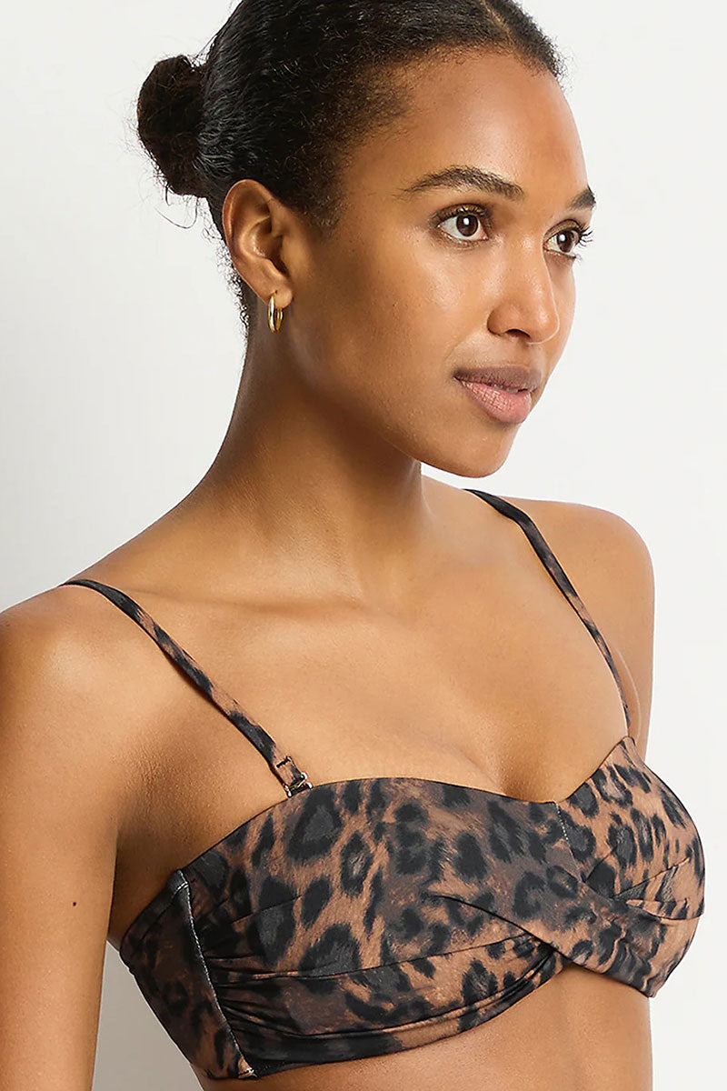 Sea Level Savanna Twist Bandeau Bikini Top - Chocolate_5