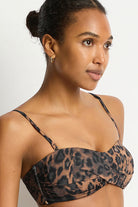 Sea Level Savanna Twist Bandeau Bikini Top - Chocolate_5