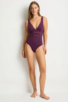 Sea Level SL1039ECO Essentials Edit Spliced One Piece - Claret_1