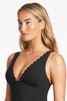 Sea Level SL1483SC Scalloped Longline Tri One Piece - Black_4