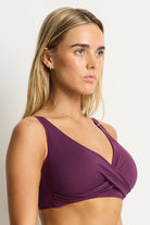Sea Level SL3110ECO Essentials Edit Cross Front Multifit Bra Top - Claret_2