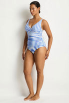 Sea Level SL3206AR Amour Cross Front Multifit Singlet Top - Denim Blue_5