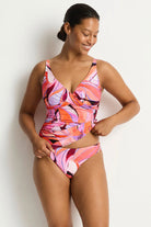 Sea Level SL3206NE Neon Wave Cross Front Multifit Singlet Top - Berry_2