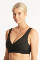 Sea Level SL3467SP Spinnaker Cross Front Multifit Bra Top - Black_2