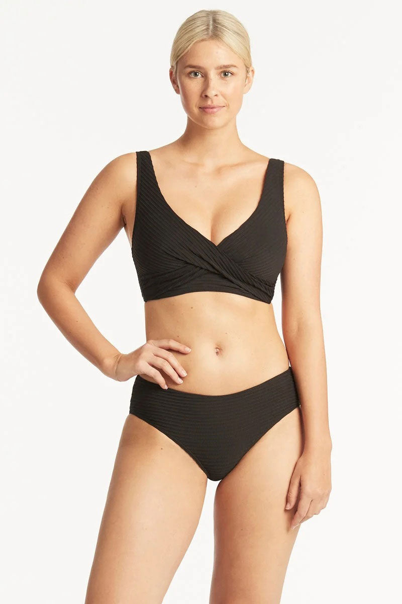 Sea Level SL3467SP Spinnaker Cross Front Multifit Bra Top - Black_3