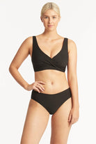 Sea Level SL3467SP Spinnaker Cross Front Multifit Bra Top - Black_3