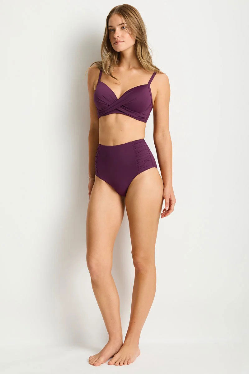 Sea Level SL4140ECO Essentials Edit High Waist Gathered Side Pant - Claret_1