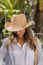 Sundaise SH913 Hat - Caitlin Stacked Shell Raffia Western_1