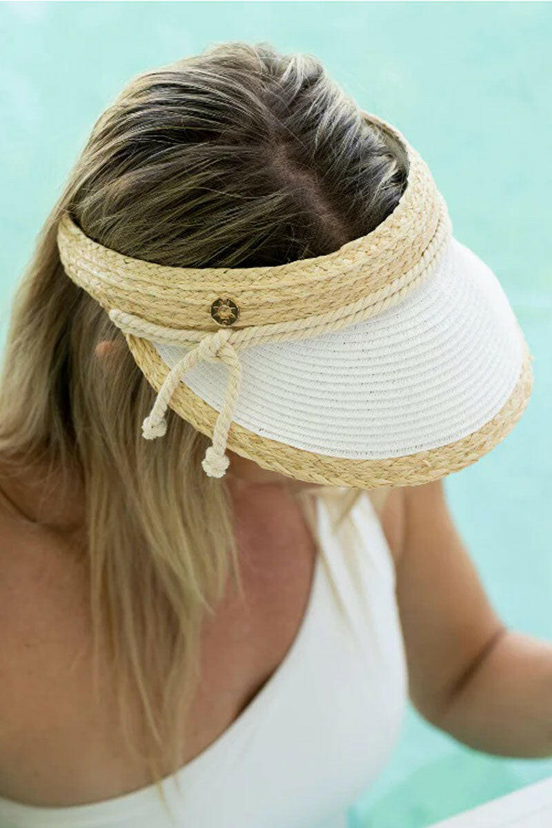 Sundaise Poppy Visor Raffia - White.