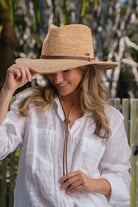 Sundaise SH929 Hat - Chase Natural Raffia Unisex Panama w Chocolate Lace_2