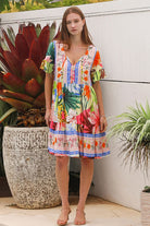 YF0026SPCROSS-2 Tiara Blue Pink Mini Dress - 3