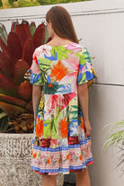 YF0026SPCROSS-2 Tiara Blue Pink Mini Dress - 7