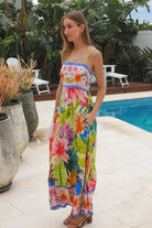 YF0054SPCROSS-2 Tiara Blue Pink Slip Dress - 5