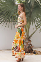 YF0055SPCROSS-2 Tiara Brown Slip Maxi Dress - 5