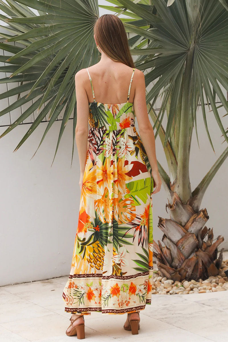 YF0055SPCROSS-2 Tiara Brown Slip Maxi Dress - 7