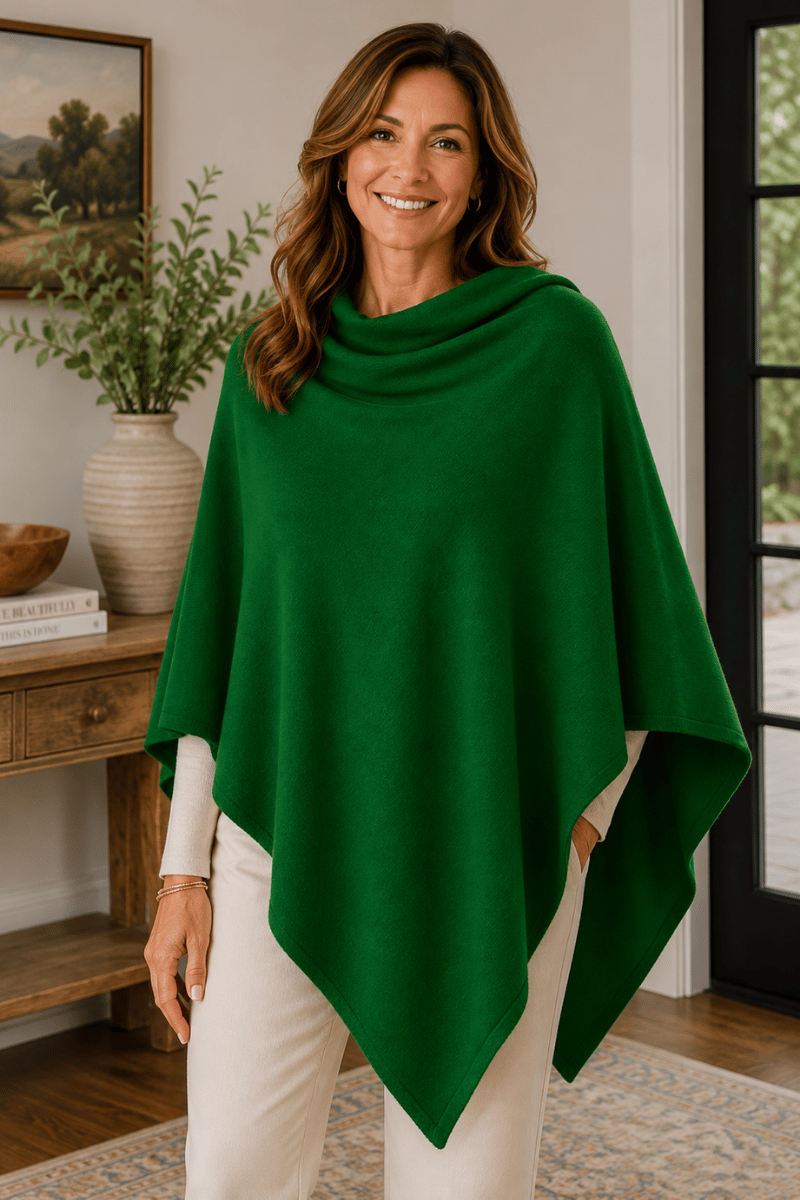 Zura-Poncho-Wool-OS-Green-OzResort