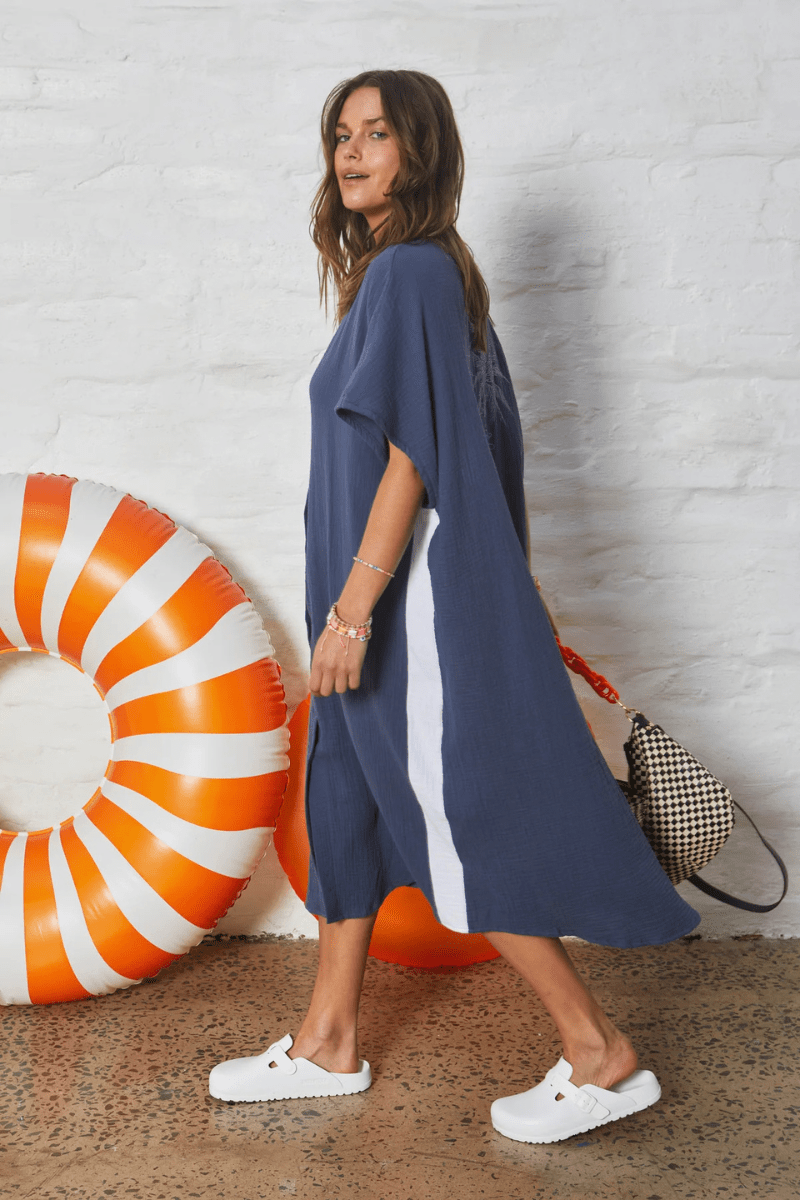 Hammill & Co Kaftan Beach Dress - Navy.