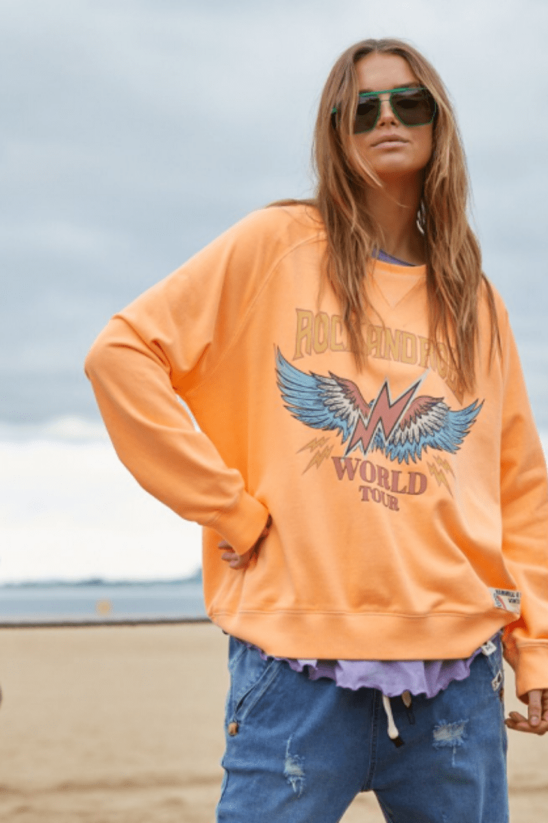 Hammill & Co Fluro Orange Rock & Roll Vintage Sweat.