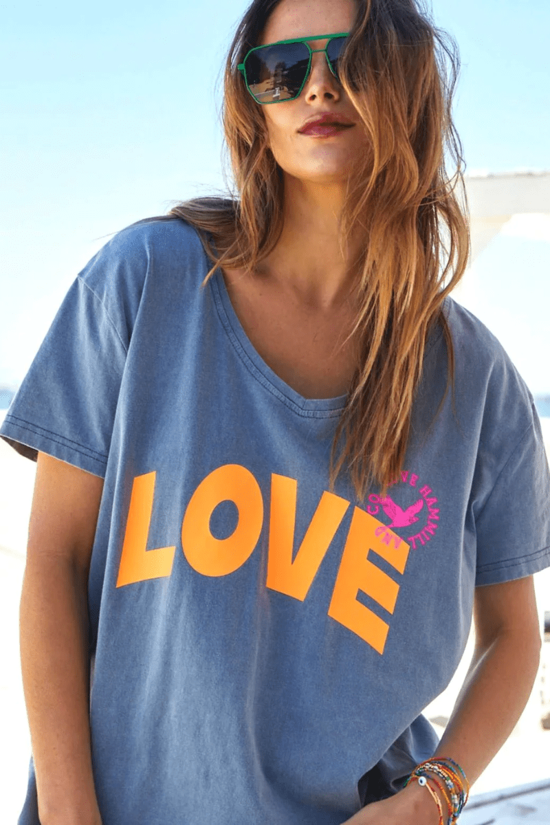 Hammill & Co Vintage Wash Navy Love Tee.