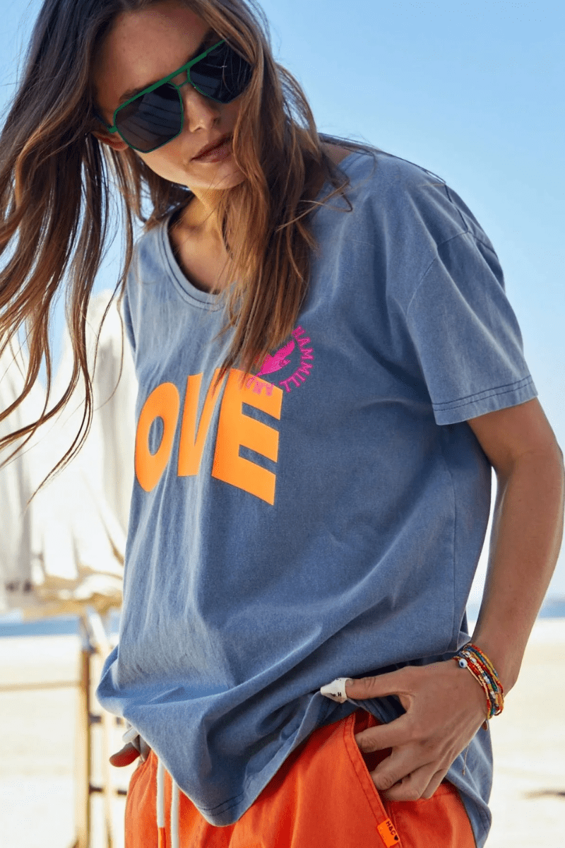 Hammill & Co Vintage Wash Navy Love Tee.