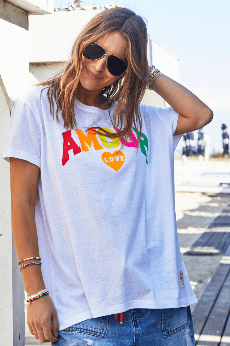 Hammill & Co Crew Neck Amour Tee - White.