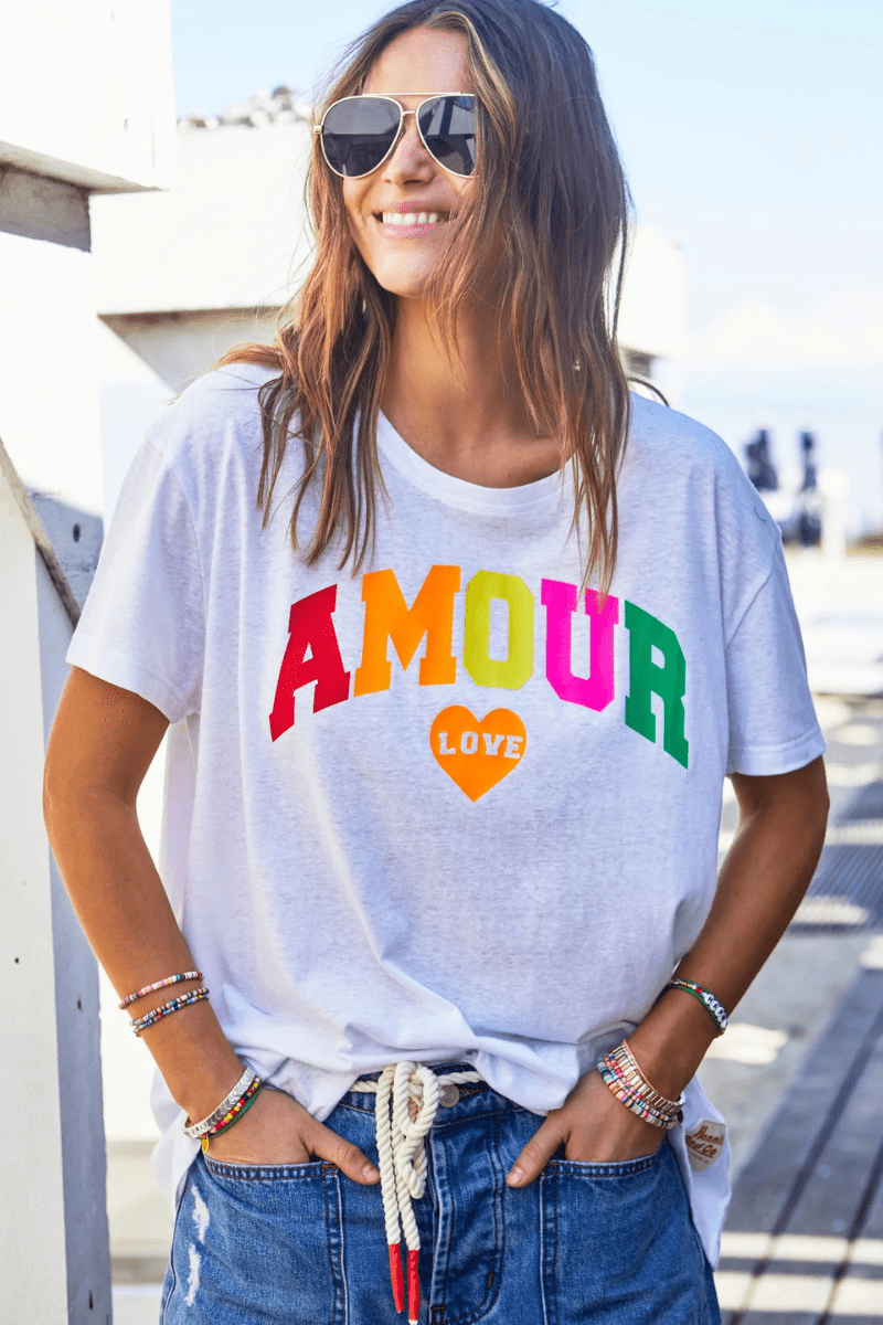 Hammill & Co Crew Neck Amour Tee - White.