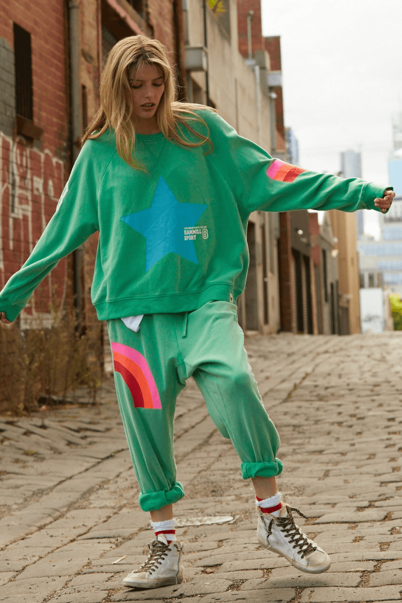 Hammill & Co Boyfriend Slouch Track Pant Star Green.