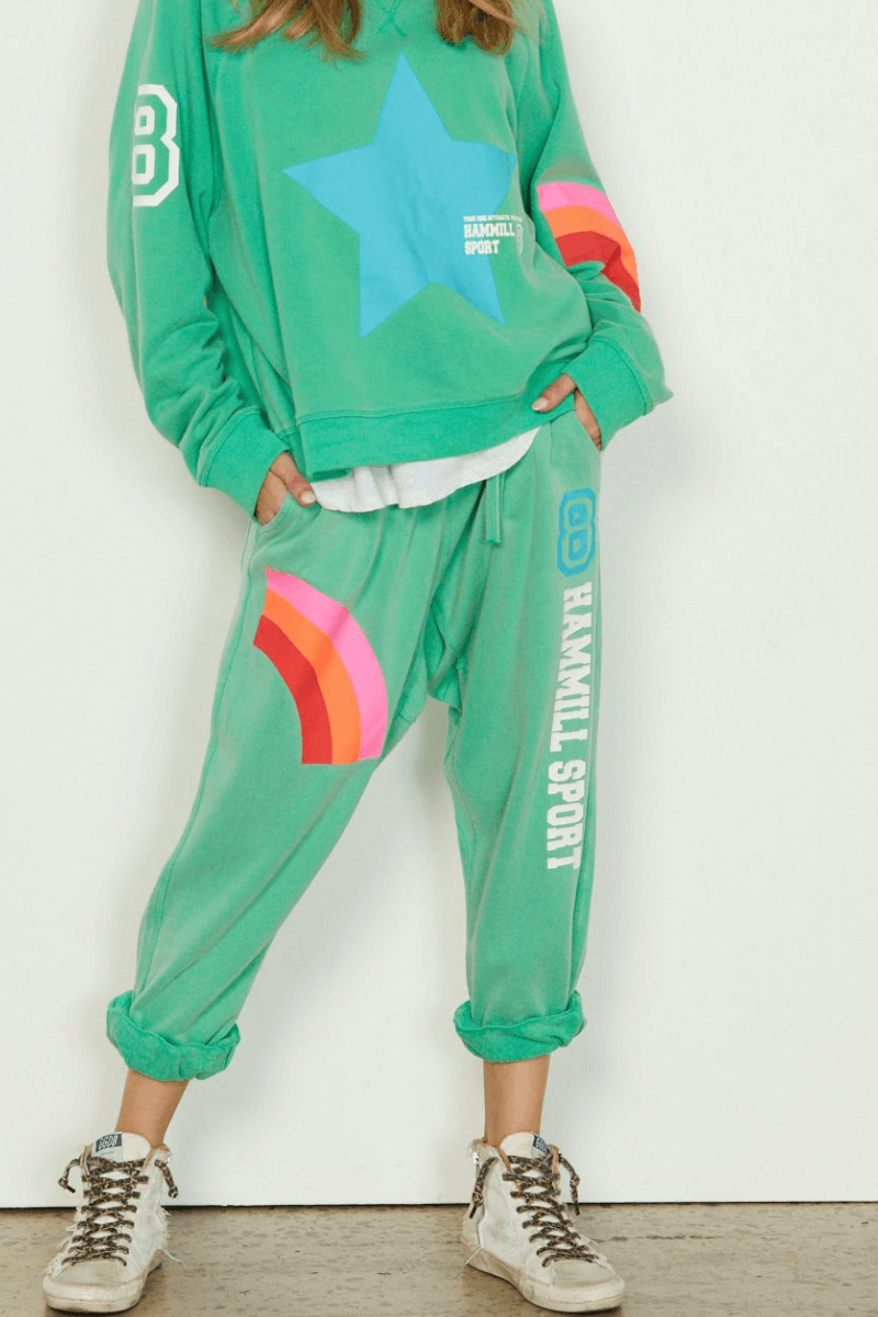 Hammill & Co Boyfriend Slouch Track Pant Star Green.
