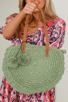 Isabella Boho Burano Straw Green Beach Bag.