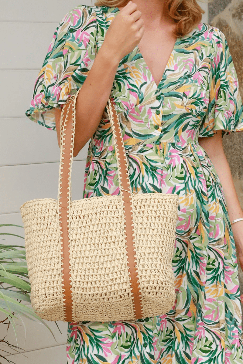 Isabella Boho Mallorca Straw Natural Beach Bag.