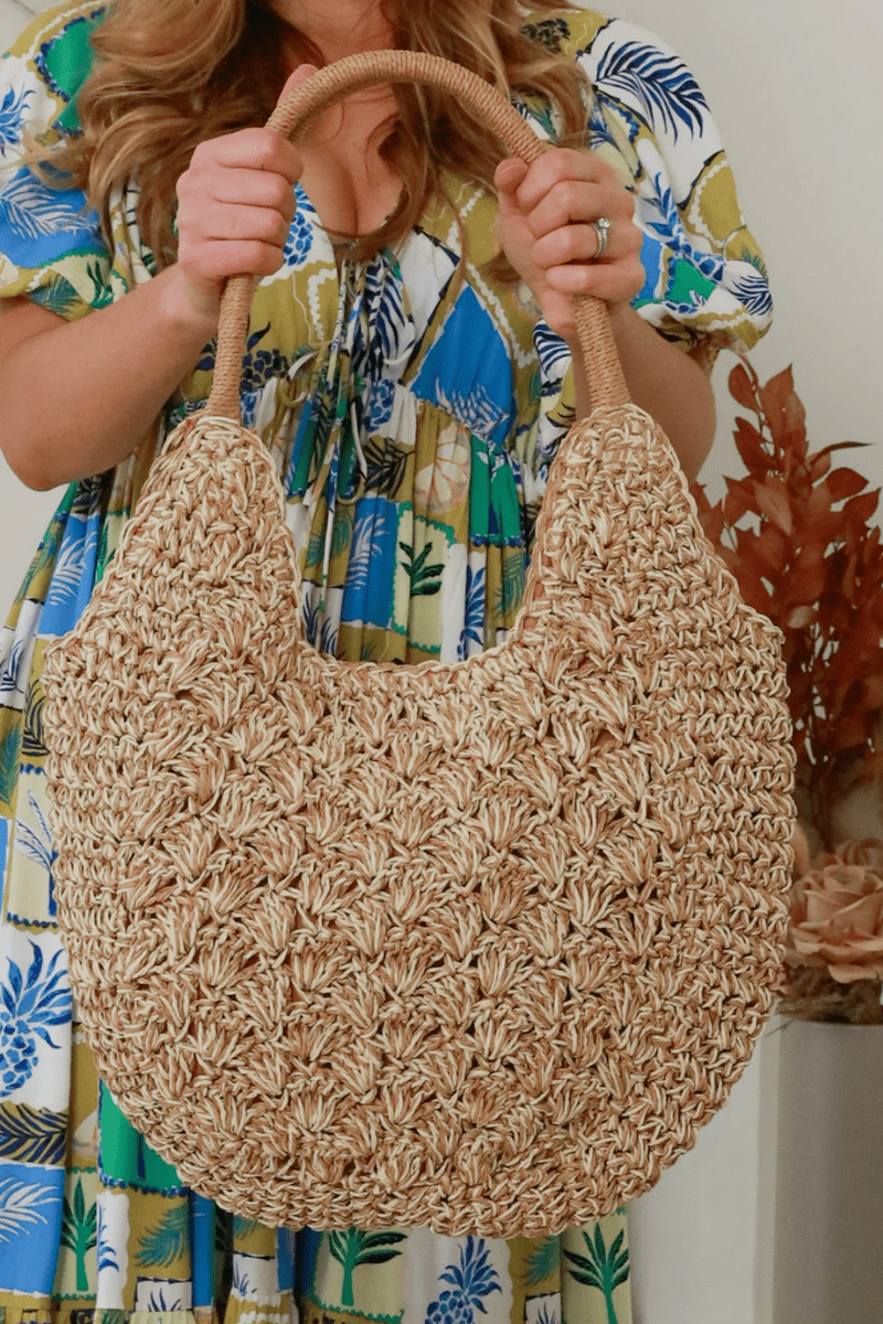 Isabella Boho Mar Straw Natural Beach Bag.