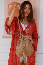 Isabella Woven Cotton Shoulder Tote Bag.