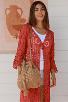 Isabella Woven Cotton Shoulder Tote Bag.