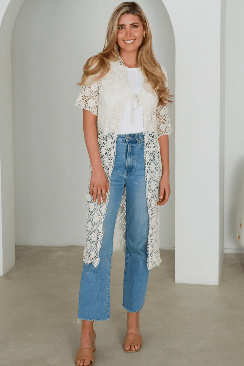 Isabella Boho Mirella Crochet Midi Beach Cover up.