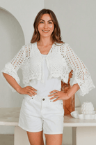 Isabella Boho Dogon Crochet Shirt Cover up - White.