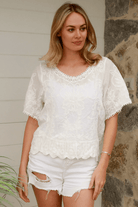 Isabella Boho Murano Crochet Shirt Cover up - White.