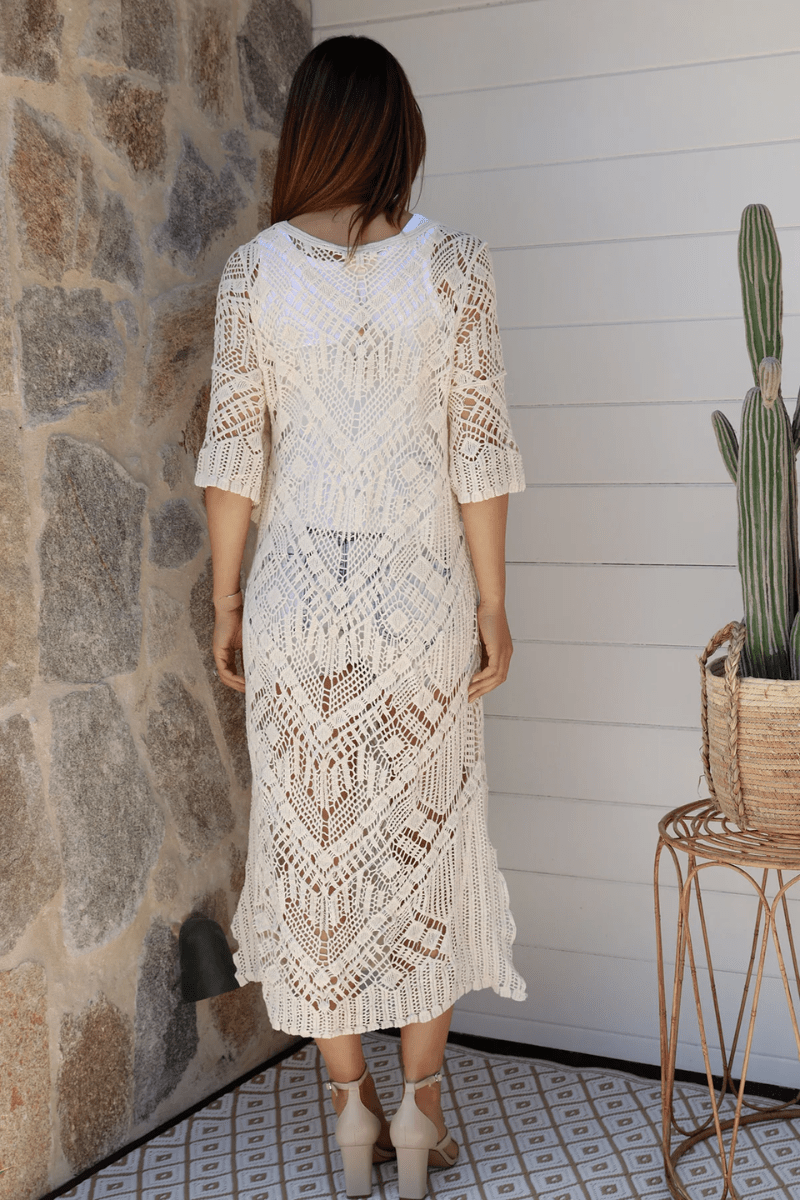 Isabella Boho Siargo Crochet  Maxi Beach Dress.