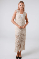 Isabella Boho  Crochet Midi Beach Coat Cover Up.