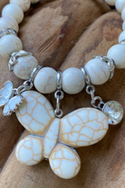 Marble Butterfly Silver Plated Beaded Bracelet.