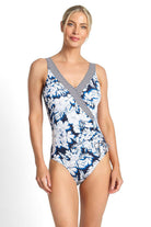 Jantzen Anchor Gathered Surplice One Piece - Navy.
