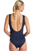 Jantzen Anchor Stripe Sash Surplice One Piece - Navy.