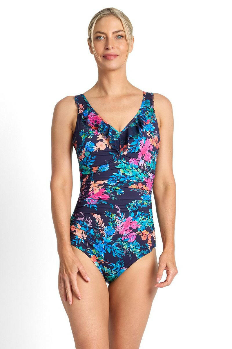 Jantzen Fresia DD/E Mesh Frill One Piece - Navy.
